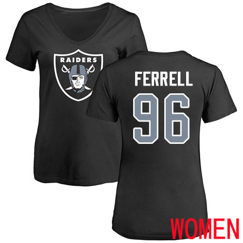 Oakland Raiders Black Women Clelin Ferrell Name and Number Logo NFL Football #96 T Shirt->nfl t-shirts->Sports Accessory